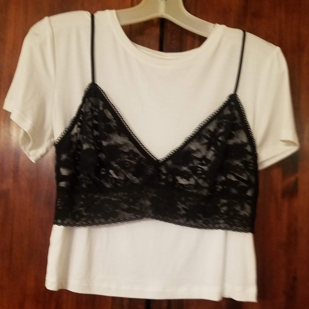 Victoria secret lace top tee shirt